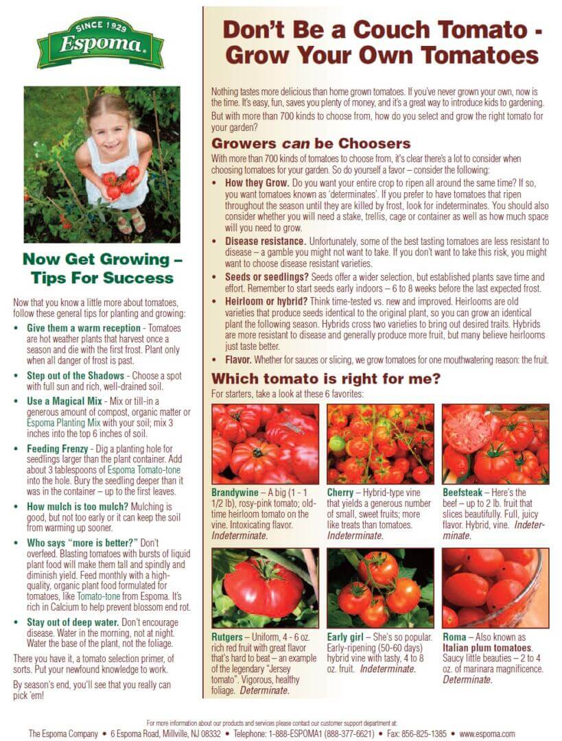 Espoma Grow Your Own Tomatoes Herbeins Garden Center Emmaus Pa