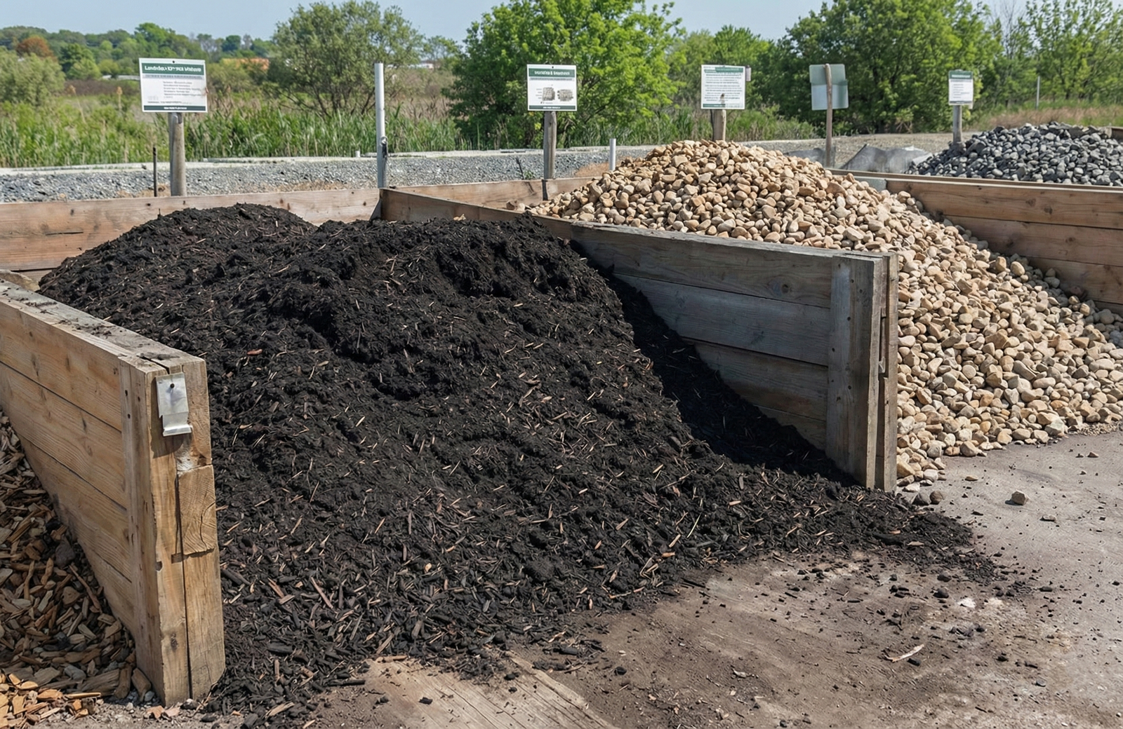 High-quality mulch and decorative gravel options at Herbein's Garden Center for landscaping projects.