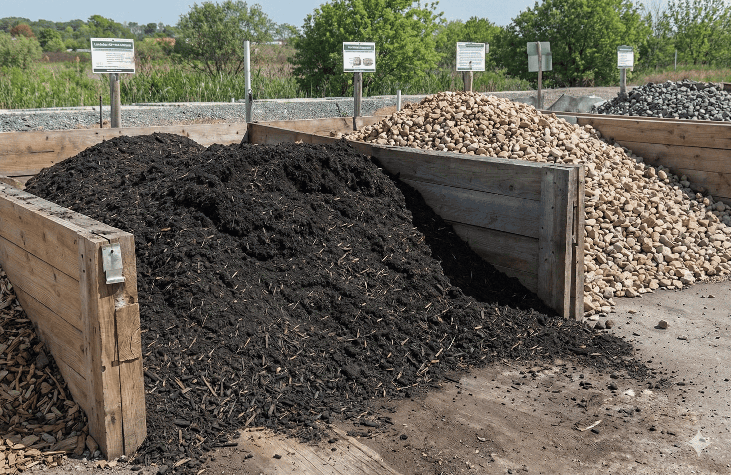 High-quality mulch and decorative gravel options at Herbein's Garden Center for landscaping projects.