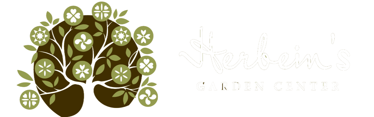 Vibrant tree with floral leaves for Herbein's Garden Center logo.