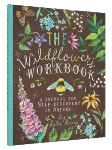 Colorful wildflower journal cover with vibrant floral illustrations and a bee, perfect for garden lovers and nature enthusiasts.