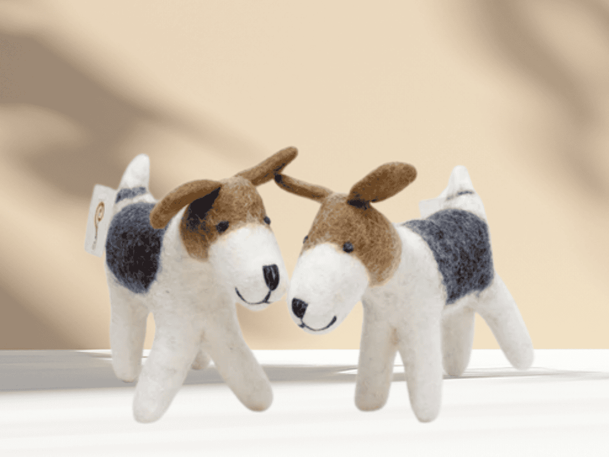 Felted dog ornaments, holiday home decor, and Christmas gifts from Herbein's Garden Center.